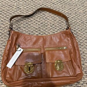 Marc Jacobs brown Leather Shoulder Bag with Gold Accents